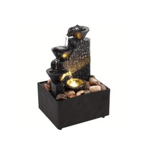 Tabletop Waterfall Decor Relaxation Meditation Desktop Fountain with Soft Lights Decorative