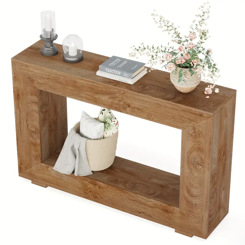 Farmhouse Console Table, 47 Inches Entryway Console Table With Storage - Image 4