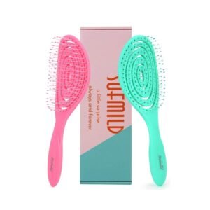 Hair Brush, 2 Pcs Detangling Brush 100% Bio-Friendly Detangler Brush with Soft Bristles for Curly, Straight, Black Natural, Women, Men