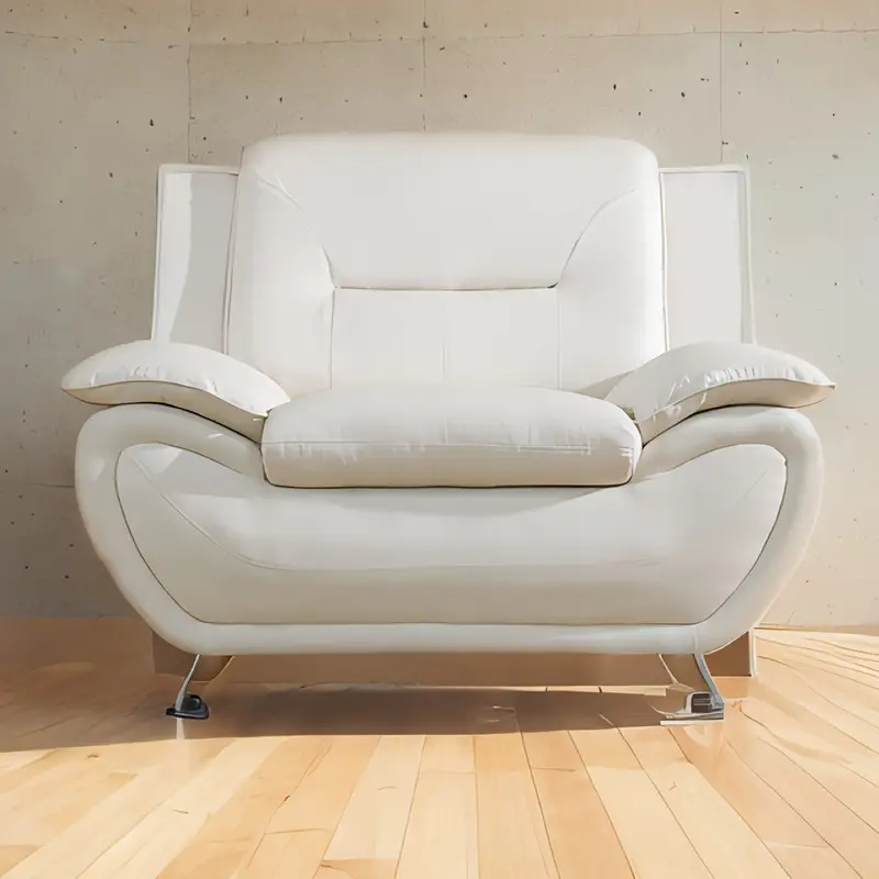 Stylish White Faux Leather 1-Seat Living Room Sofa - Image 4