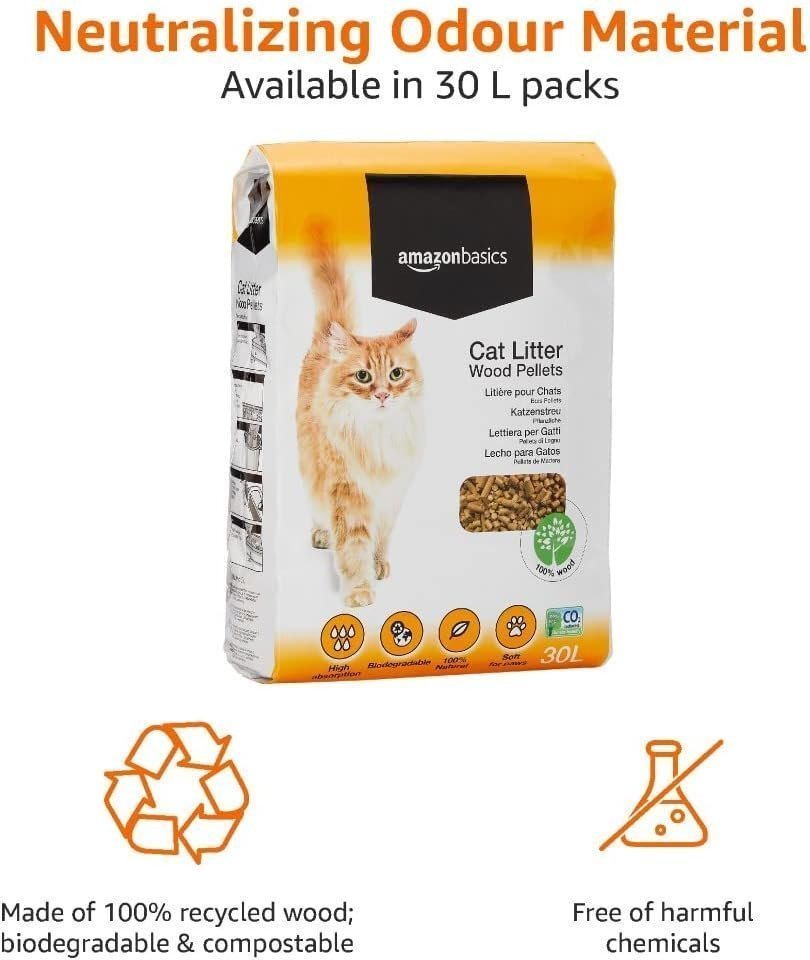 by Amazon Cat Litter Wood Pellets Highly Absorbent, Unscented, 30 l (Pack of 1) - Image 5