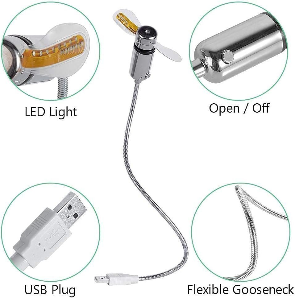 huiheng USB LED Fan, Mini LED Clock Fan with Flexible Gooseneck, Personal Silent Laptop Fan USB Powered for Home Office - Image 5