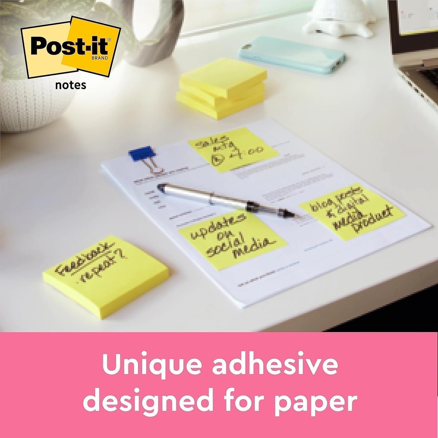 Post-it Notes, Canary Yellow, Hangable Flow Packs, 1 Pad, 100 Sheets, 76 mm x 76 mm - Image 3