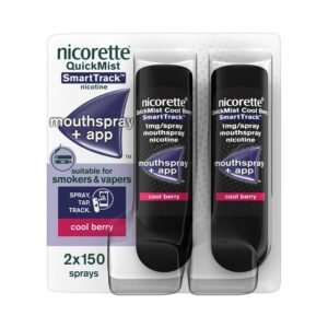 Nicorette QuickMist SmartTrack Mouthspray- 2 x 150 sprays (Cool Berry) (Packing May Vary)