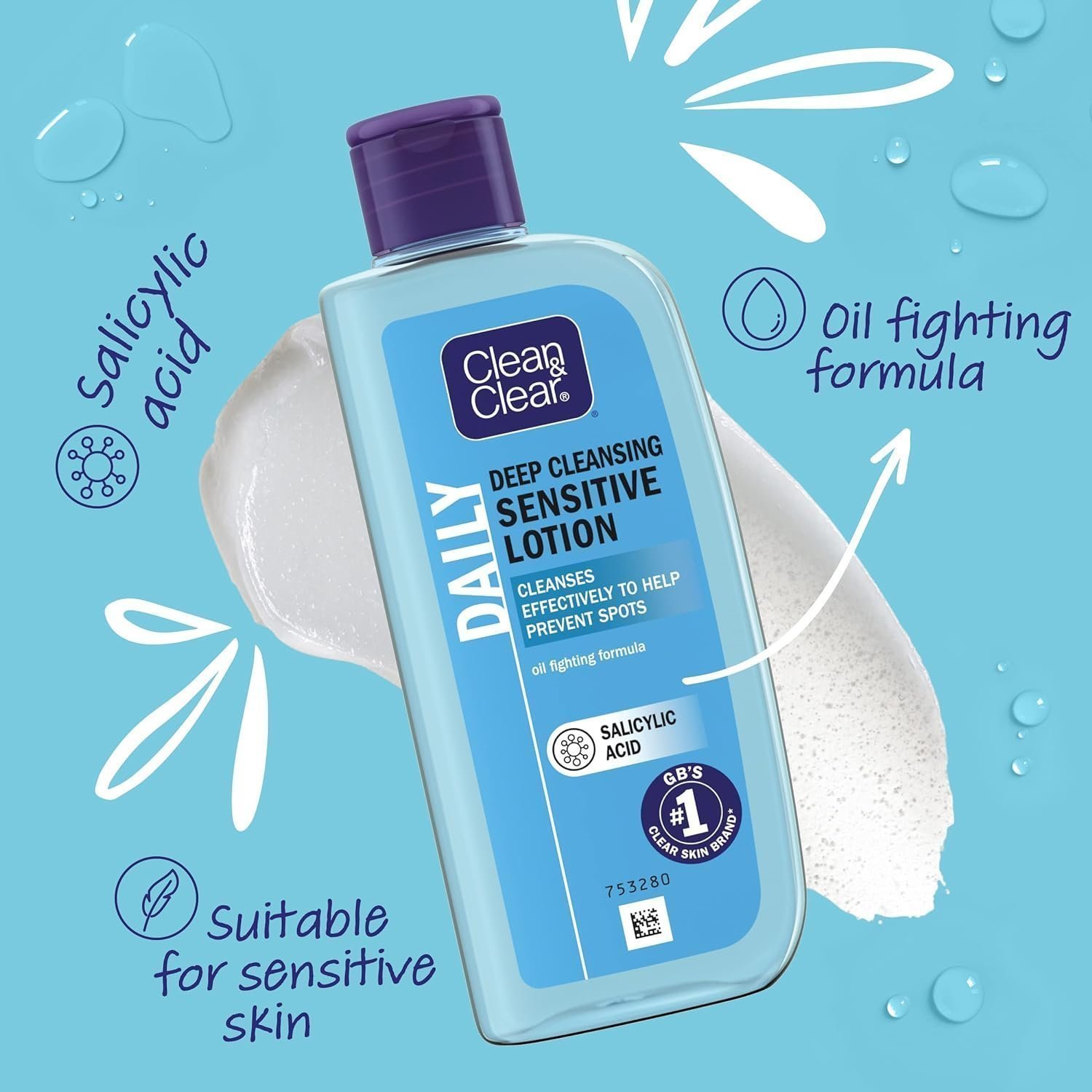Clean & Clear Deep Cleansing Lotion for Sensitive Skin (1x 200ml) - Image 4
