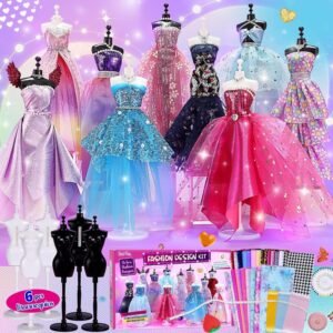 800+Pcs - Fashion Designer Kit for Girls with 6 Mannequins- Gift Present Age 6 7 8 9 10 11 12+ Visit the ONE TO FOUR Store